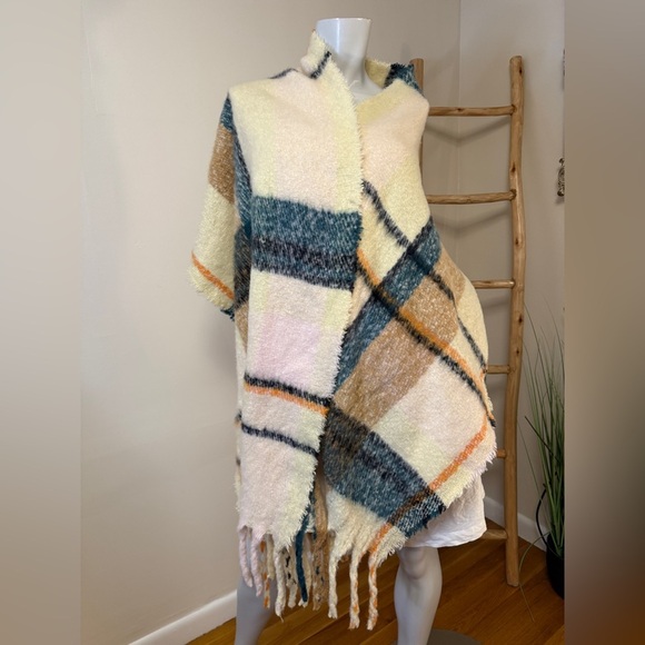 Accessories - Plaid Fringe Scarf Wrap Large